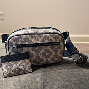 Kate Spade Navy and white Floral Crossbody Bag with Cardholder Set